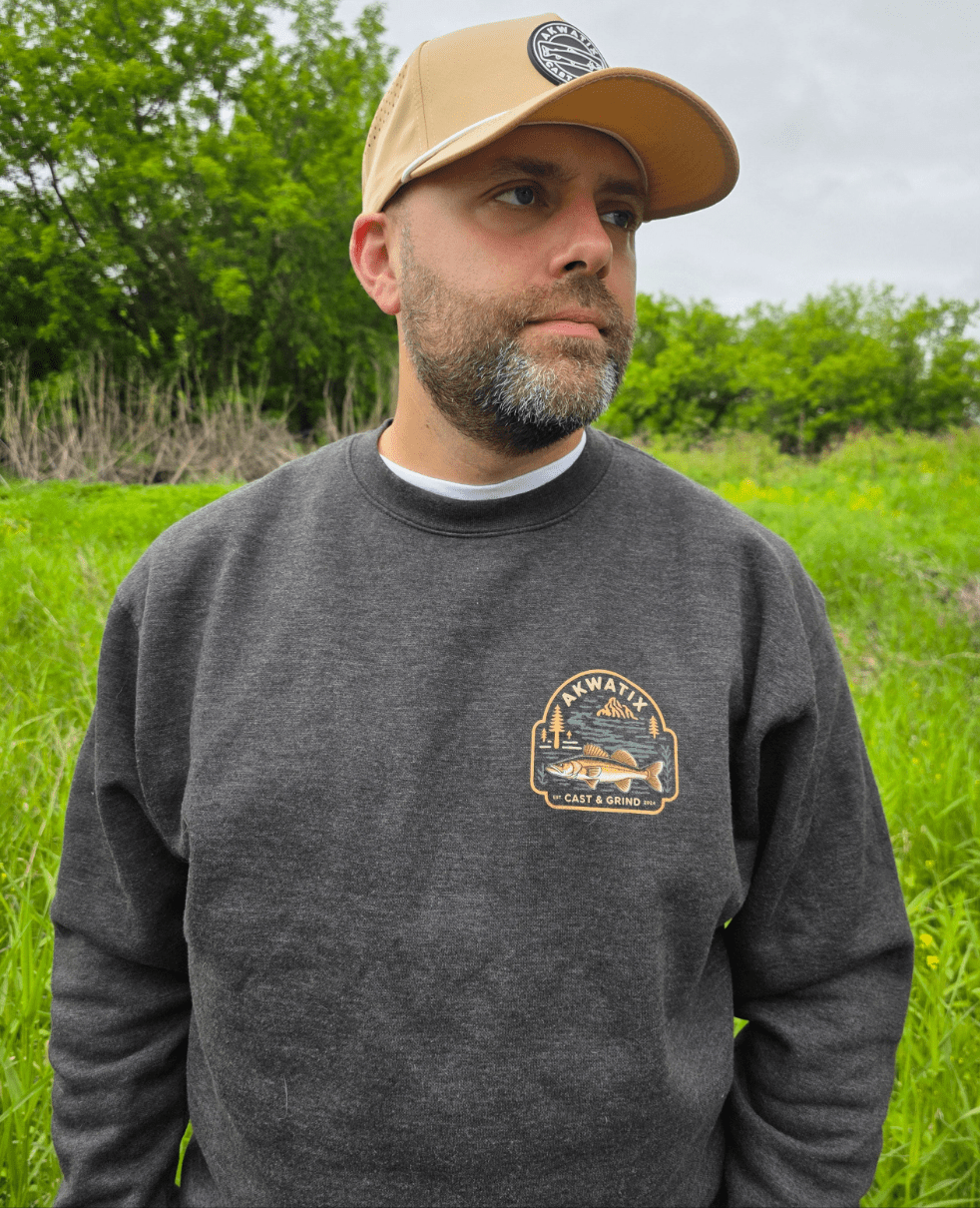 Akwatix Premium Crewneck – Signature Walleye Edition - Akwatix