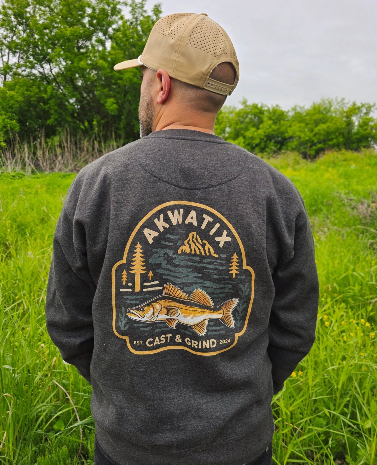 Akwatix Premium Crewneck – Signature Walleye Edition - Akwatix
