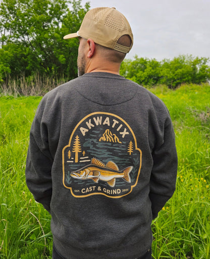 Akwatix Premium Crewneck – Signature Walleye Edition - Akwatix
