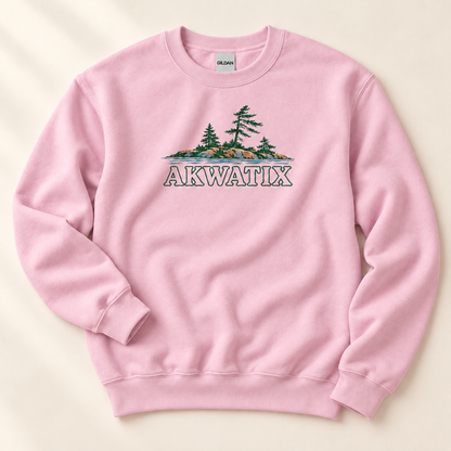 Solitary Island Light Pink crewneck — unworn studio flat lay on an ivory background